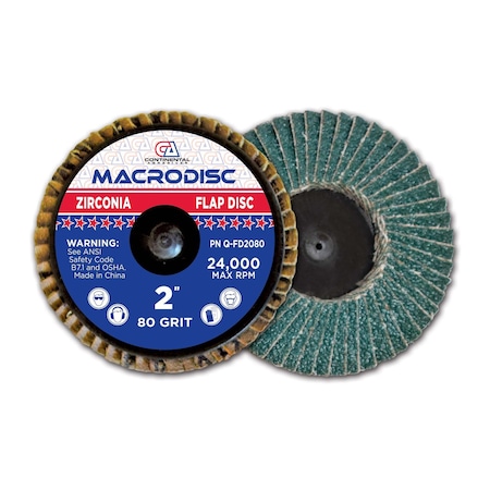 Continental Abrasives 2" Zirconia Quick change style Mini Flap Disc 80 grit Q-FD2080